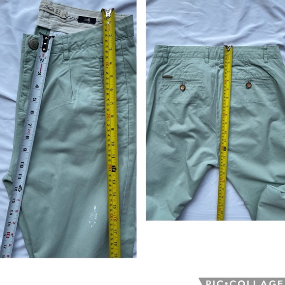 ZARA Premium Denim Wash Sage Green Joggers Ankle Cuffs Size 2 Fit Larger Chino - Picture 12 of 17